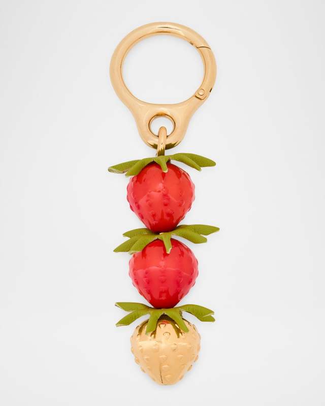 Strawberry Bag Charm in Acetate and Brass